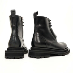 Black Blue Lug Sole Leather Boots DIVINCH
