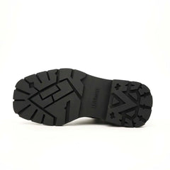 Black Blue Lug Sole Leather Boots DIVINCH