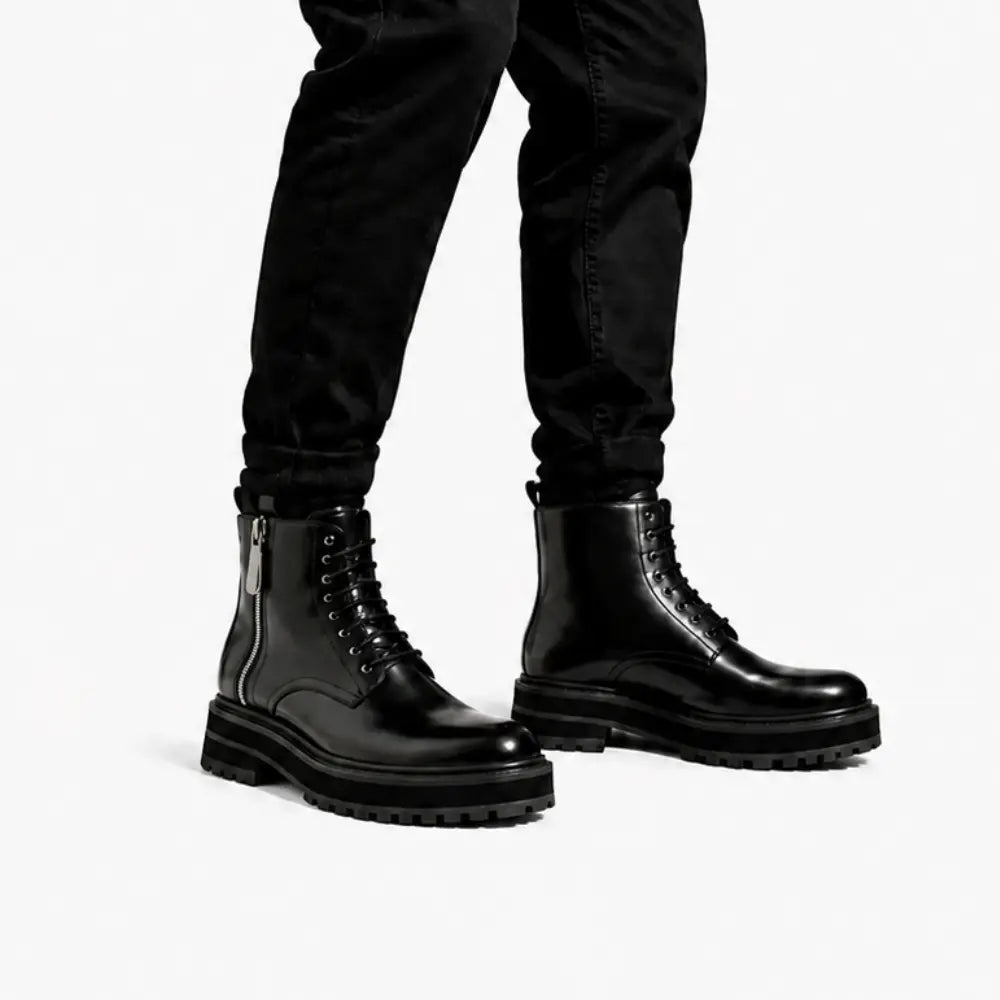 Black Brogue Combat Boot
