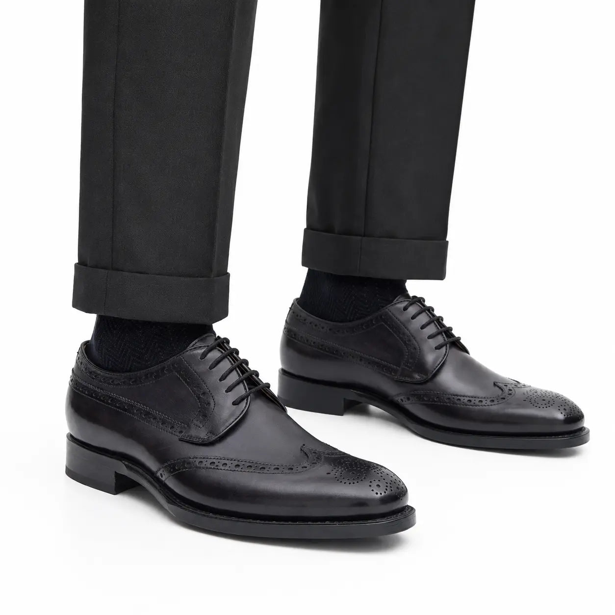 Black Brogue Derby Shoe