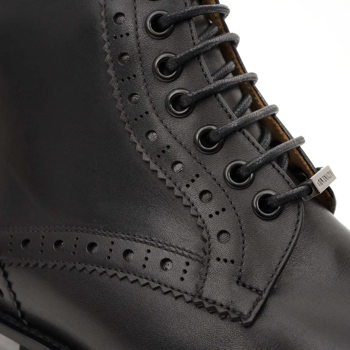 Black Brogue Lace-Up Ankle Boots DIVINCH