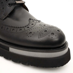 Black Brogue Lace-Up Ankle Boots DIVINCH