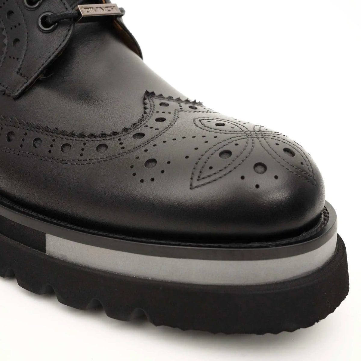 Black Brogue Lace-Up Ankle Boots DIVINCH