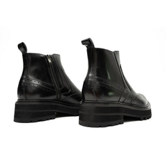 Black Brogue Leather Chelsea Boots DIVINCH
