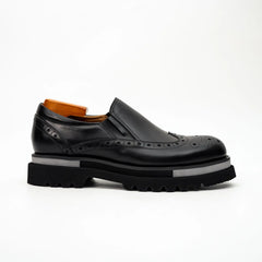 Black Brogue Lug-Sole Loafer DIVINCH