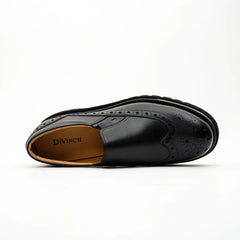 Black Brogue Lug-Sole Loafer DIVINCH