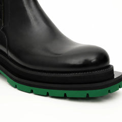 Black Buckle Boots Green Lug Sole DIVINCH