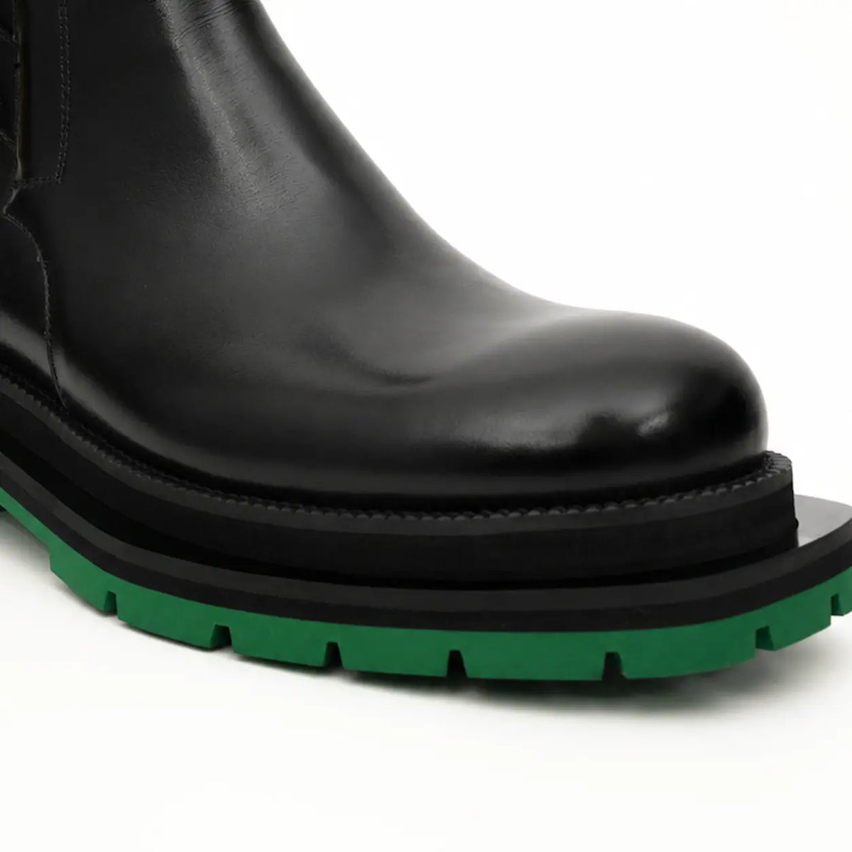 Black Buckle Boots Green Lug Sole DIVINCH