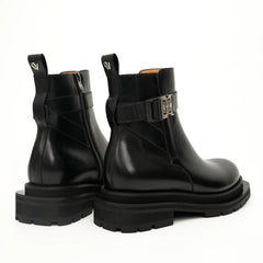 Black Buckle Zip Ankle Boots DIVINCH