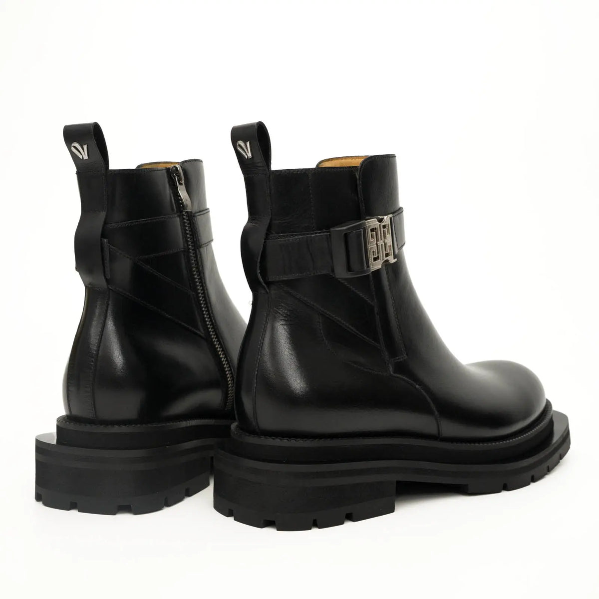 Black Buckle Zip Ankle Boots DIVINCH