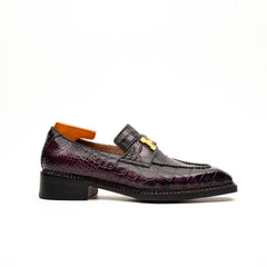 Black Burgundy Crocodile Bit Loafer DIVINCH