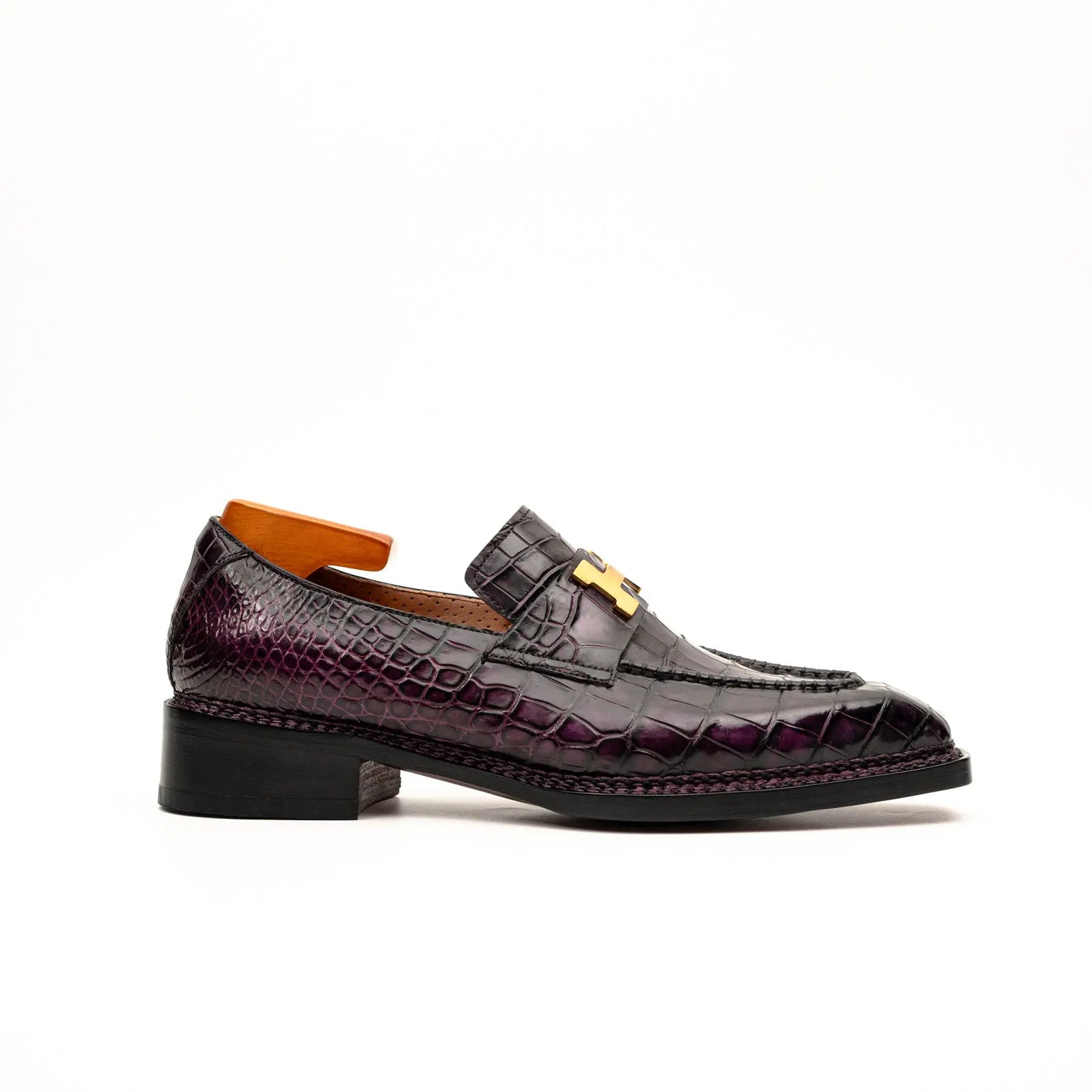 Black Burgundy Crocodile Bit Loafer DIVINCH