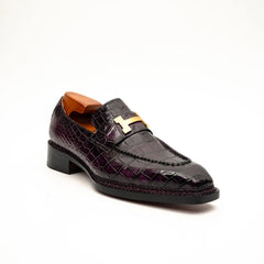 Black Burgundy Crocodile Bit Loafer DIVINCH