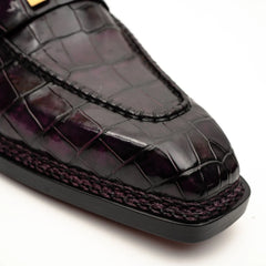 Black Burgundy Crocodile Bit Loafer DIVINCH
