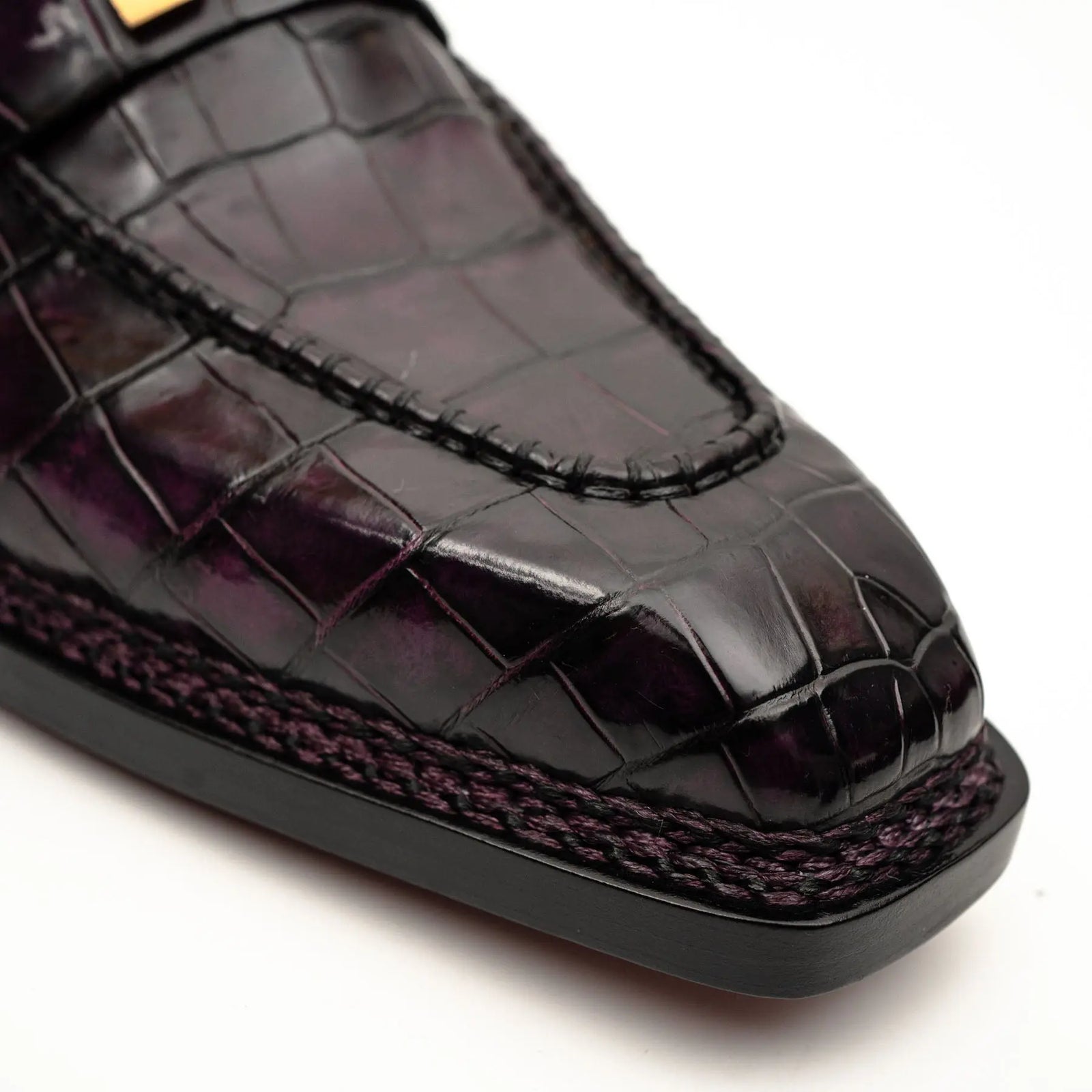 Black Burgundy Crocodile Bit Loafer DIVINCH