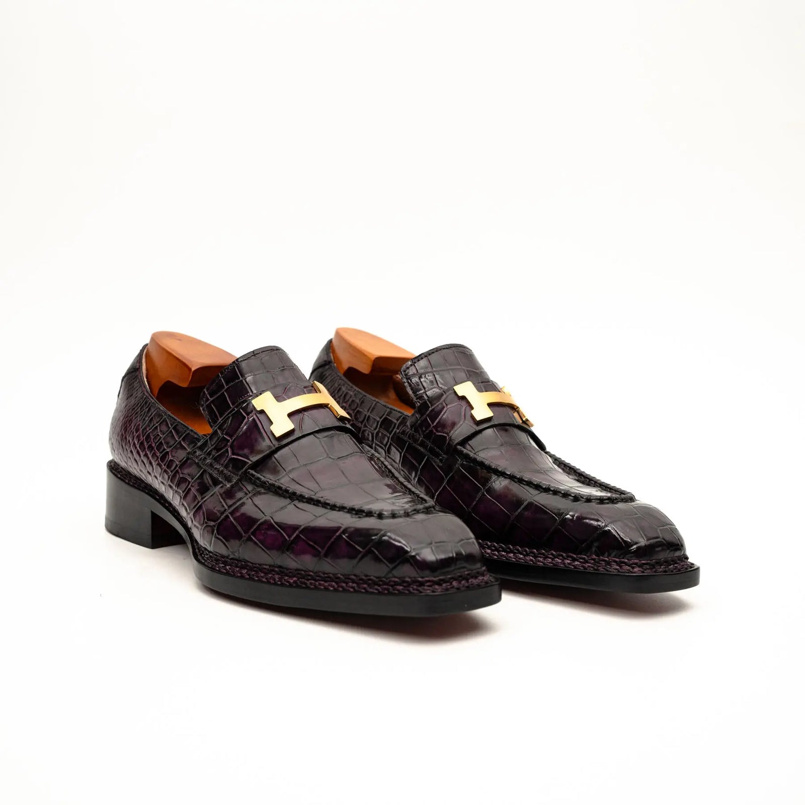 Black Burgundy Crocodile Bit Loafer DIVINCH