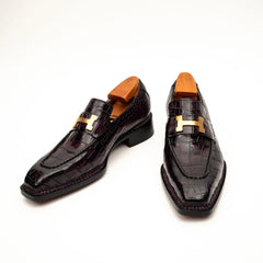 Black Burgundy Crocodile Bit Loafer DIVINCH