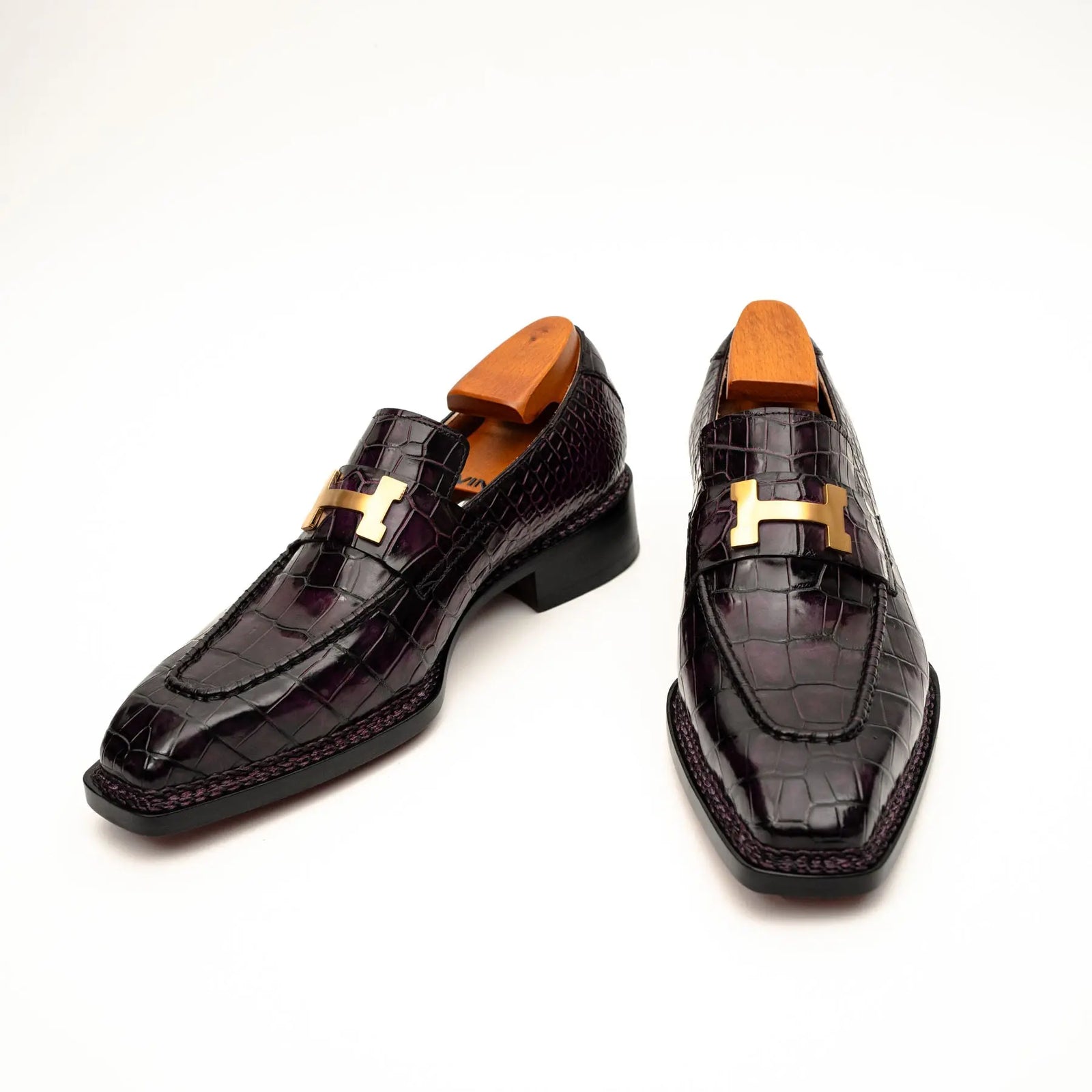 Black Burgundy Crocodile Bit Loafer DIVINCH