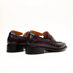Black Burgundy Crocodile Bit Loafer DIVINCH