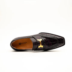 Black Burgundy Crocodile Bit Loafer DIVINCH
