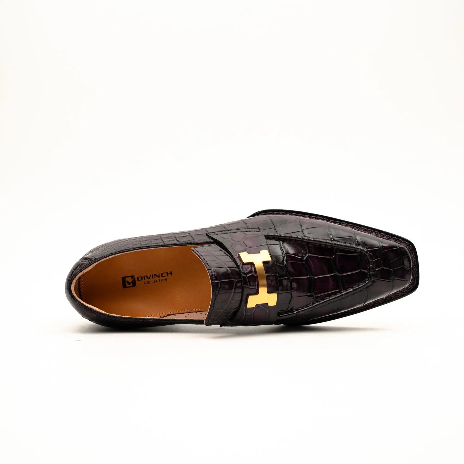 Black Burgundy Crocodile Bit Loafer DIVINCH