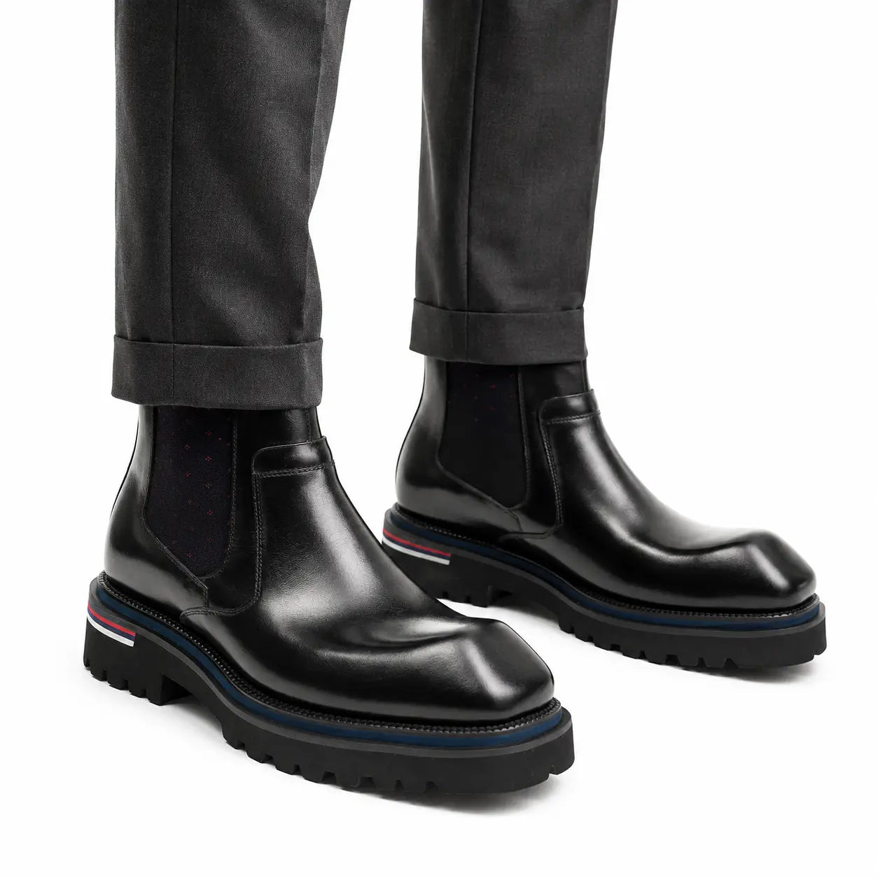 Stivali Chelsea in pelle di lusso nero jet