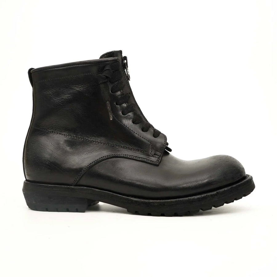 Black Calf Leather Combat Boots DIVINCH