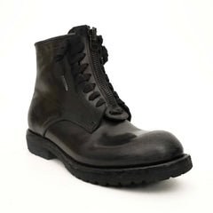 Black Calf Leather Combat Boots DIVINCH