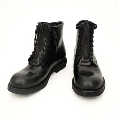 Black Calf Leather Combat Boots DIVINCH