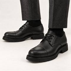 DIVINCH 6501B black calfskin cap-toe Derby shoes - 00 on foot
