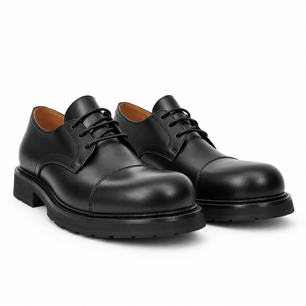 DIVINCH 6501B black calfskin cap-toe Derby shoes - 03 pair