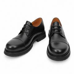 DIVINCH 6501B black calfskin cap-toe Derby shoes - 04 front