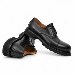 DIVINCH 6501B black calfskin cap-toe Derby shoes - 06 stacked