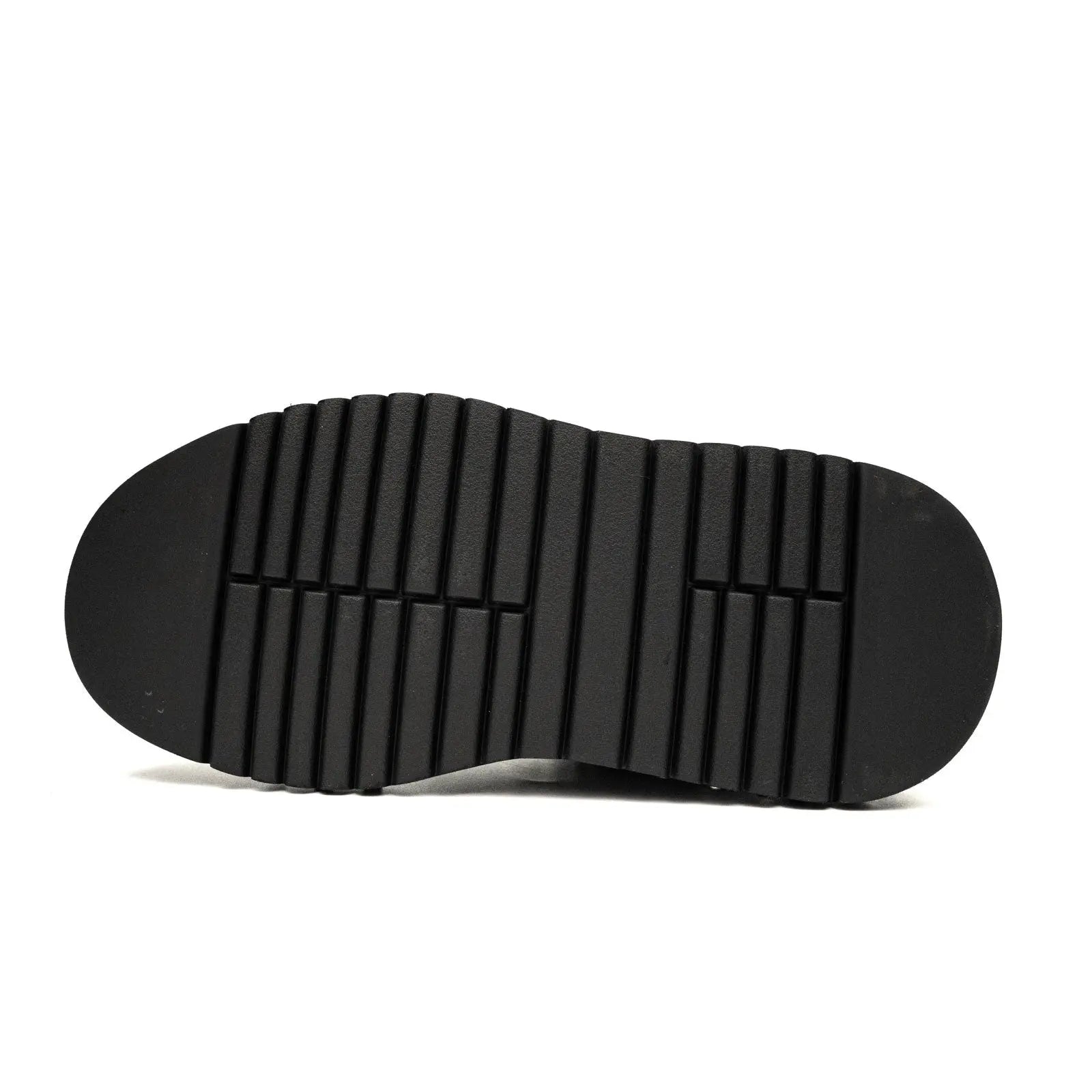 أحذية رياضية منصة ثقيلة المزينة بجلد العجل الأسود