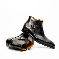 Black Calfskin Monk Strap Boot DIVINCH