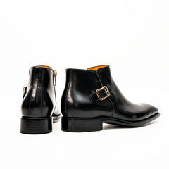 Black Calfskin Monk Strap Boot DIVINCH