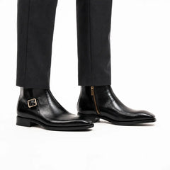 Black Calfskin Monk Strap Boot