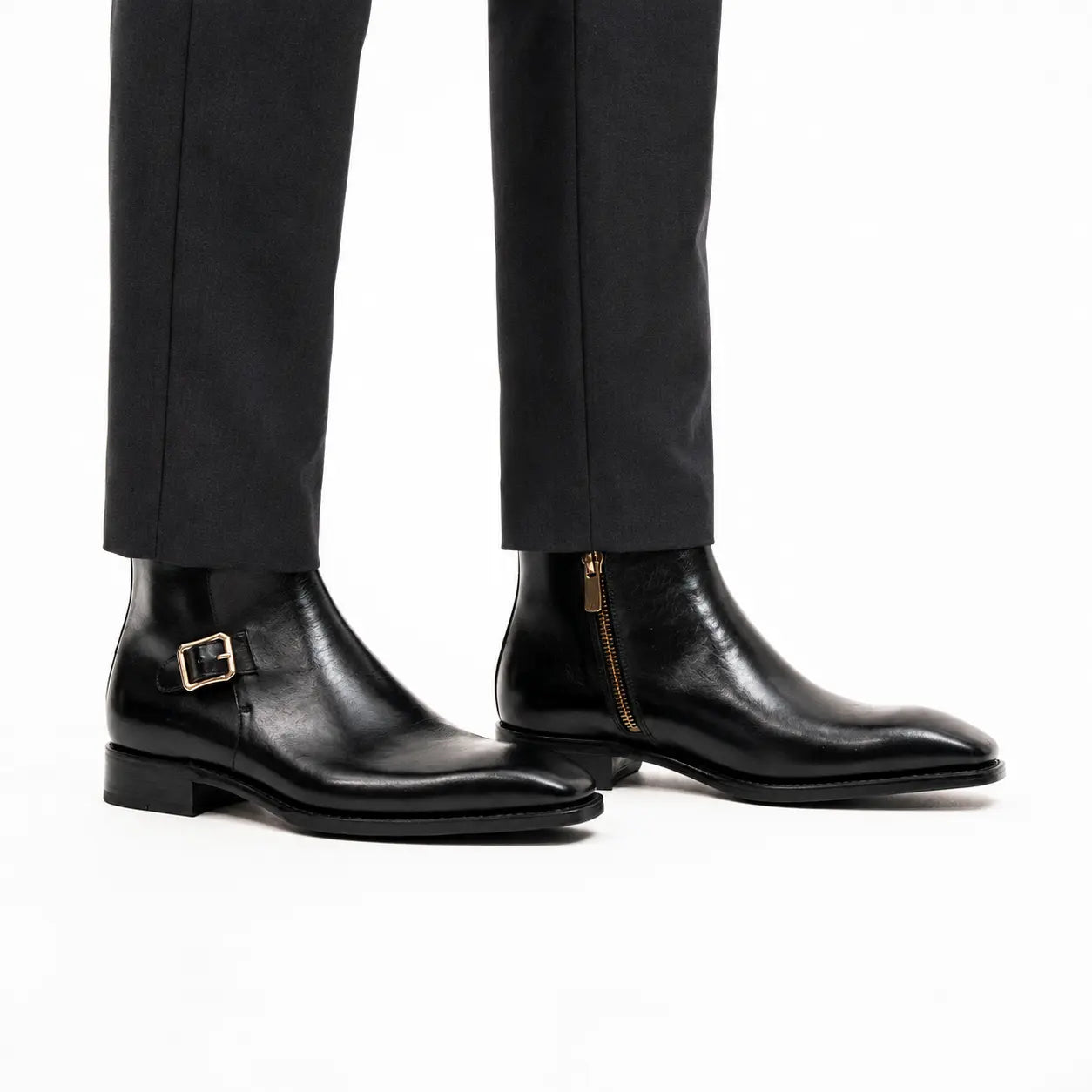 Black Calfskin Monk Strap Boot