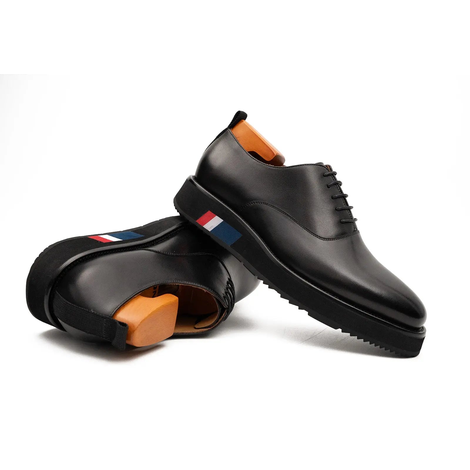 Zapatos Oxford de punta lisa negros para hombre