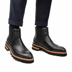 Black Chelsea Boots with Padded Collar