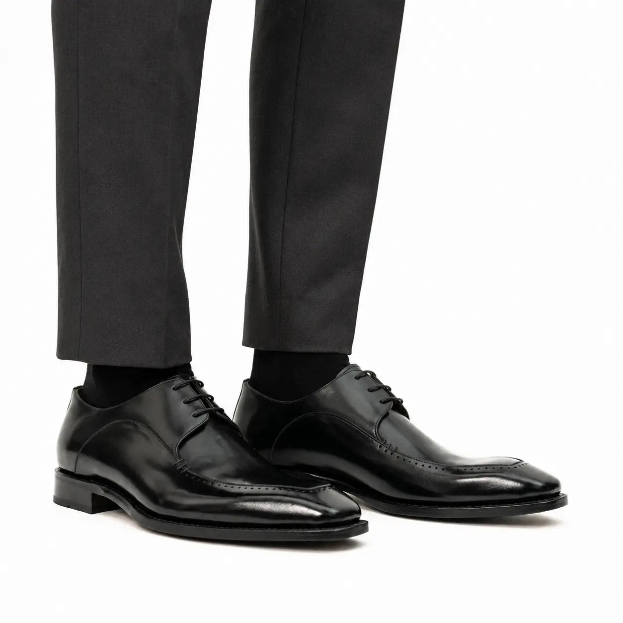 Black Chiseled Goodyear Oxford Shoe