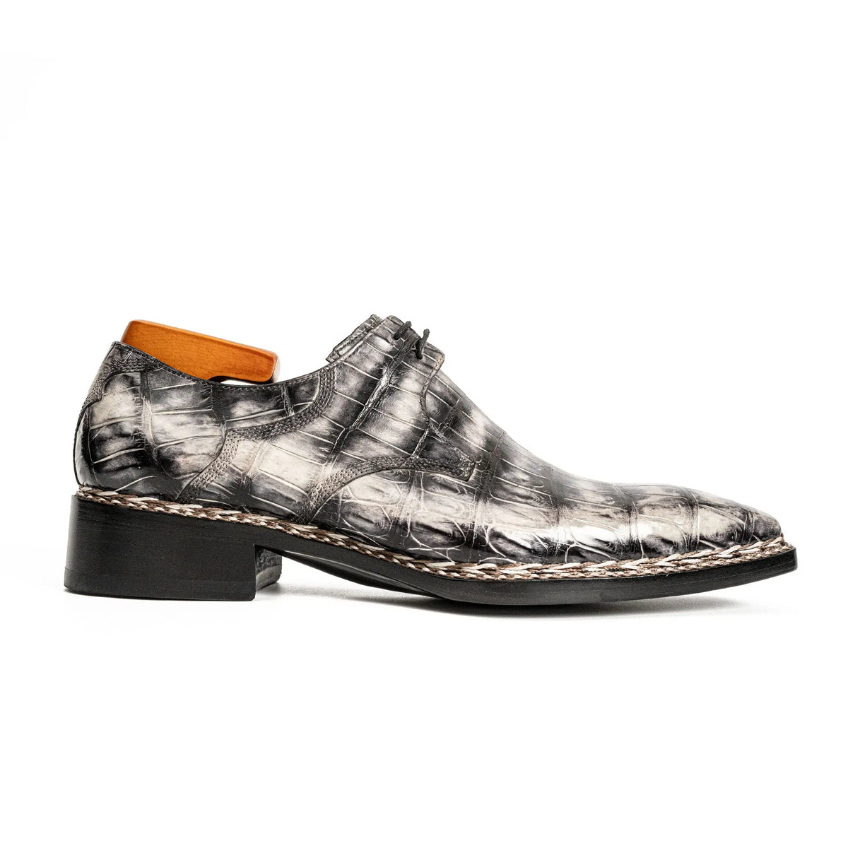Black Croc-Pattern Norwegian Oxford DIVINCH