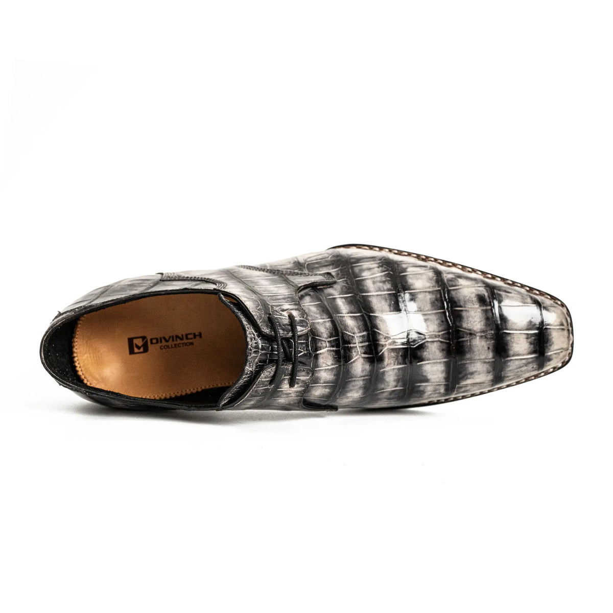 Black Croc-Pattern Norwegian Oxford DIVINCH