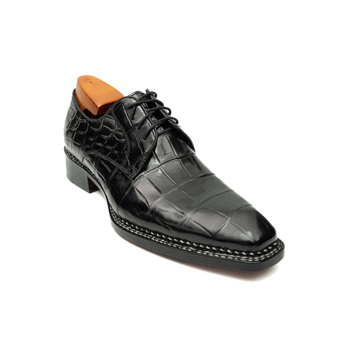 Black Croc Texture Norwegian Derbies DIVINCH