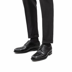 Derby Wingtip in coccodrillo nero