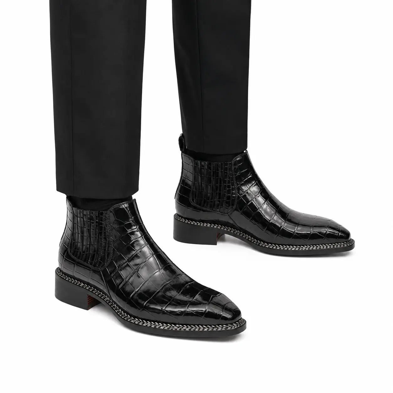 Botines Chelsea Western Noruegos de Cocodrilo
