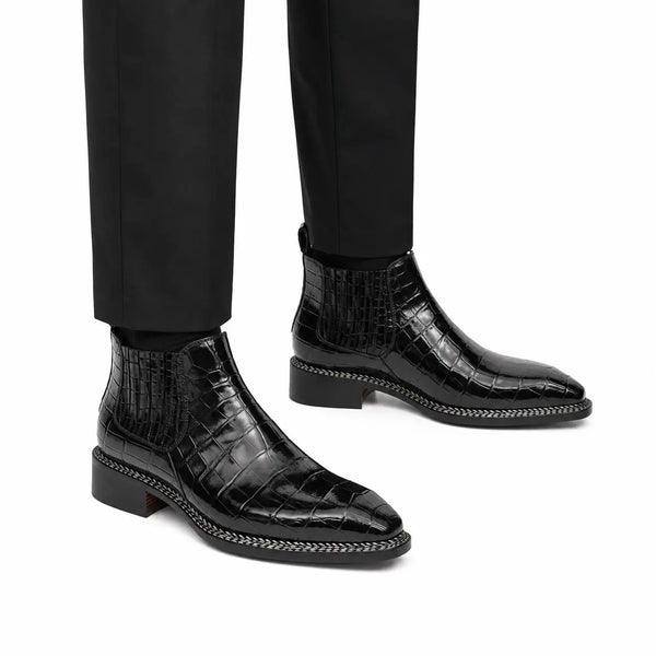 Black Crocodile Chelsea Boot