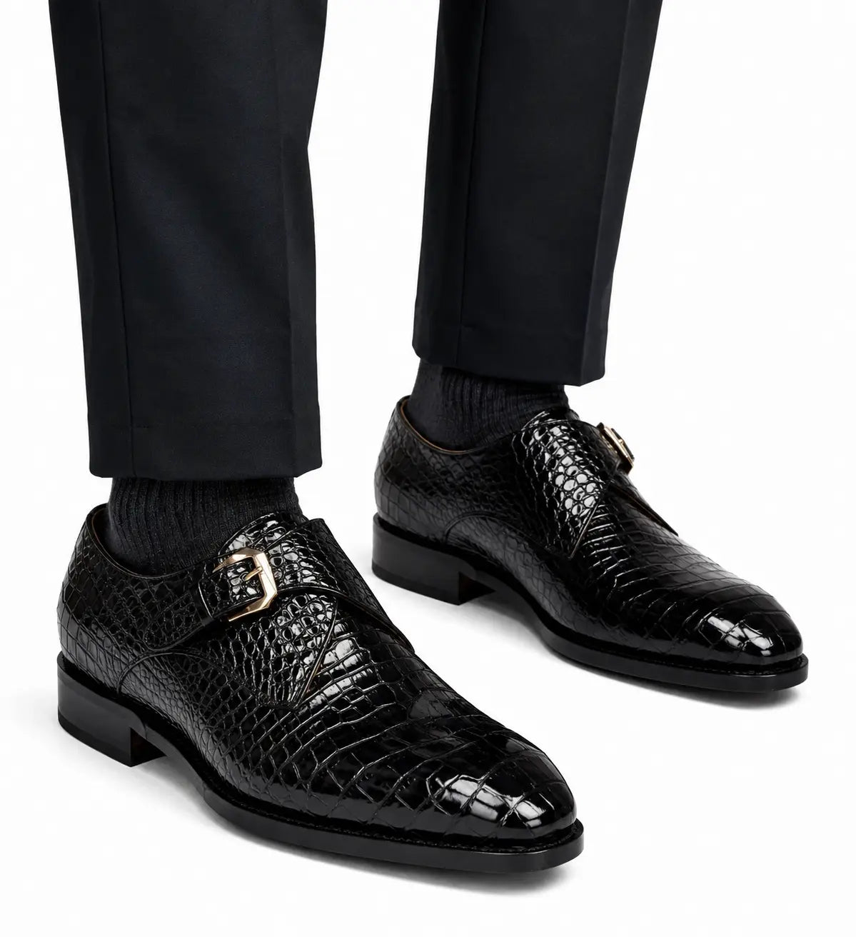 black alligator dress shoes VHNY | Men's Alligator Shoes | Men's Multi Monk Alligator Leather Dress Shoes | Brown | 10 US / 4E