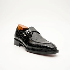 Black Crocodile Monk Strap Shoe DIVINCH
