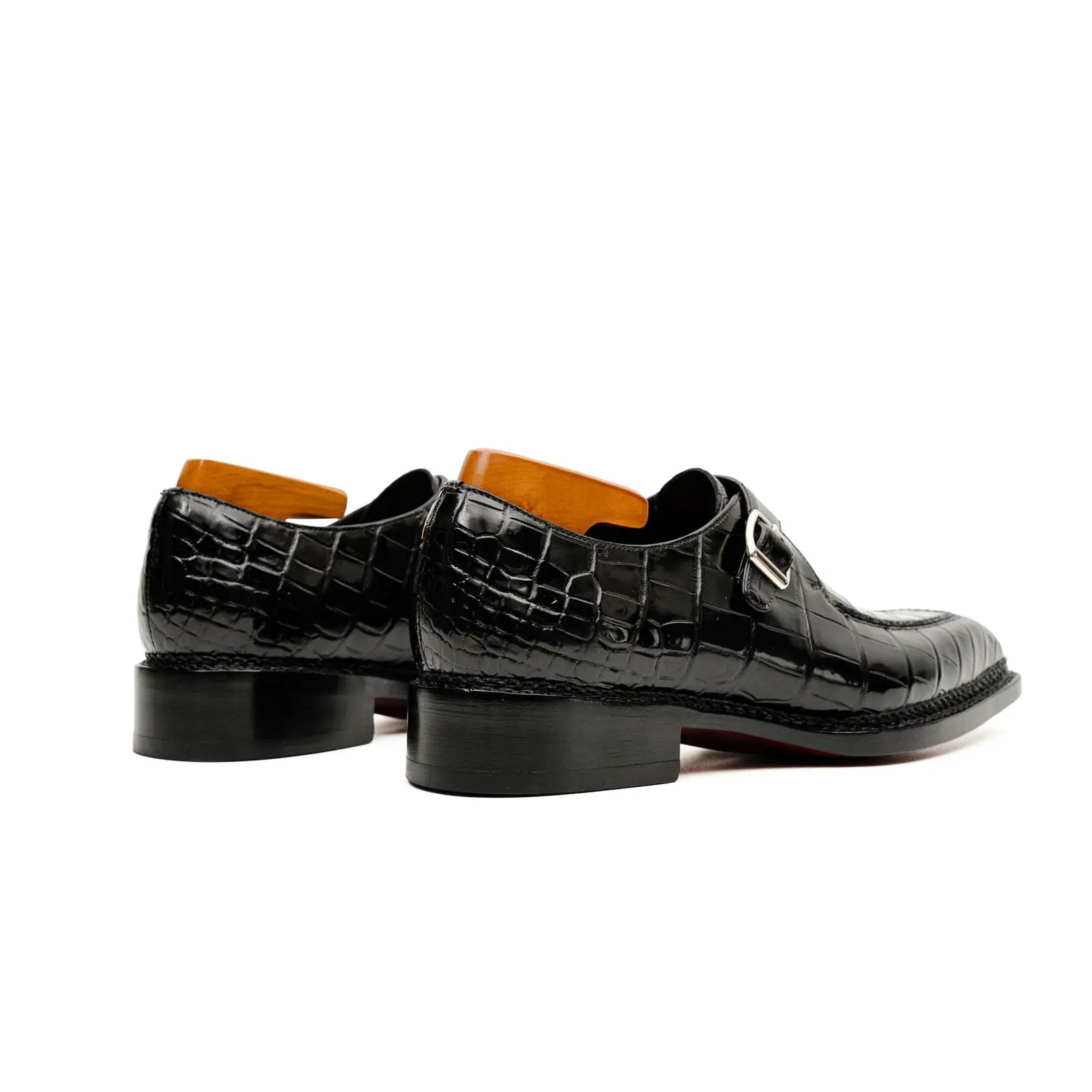Black Crocodile Monk Strap Shoe DIVINCH